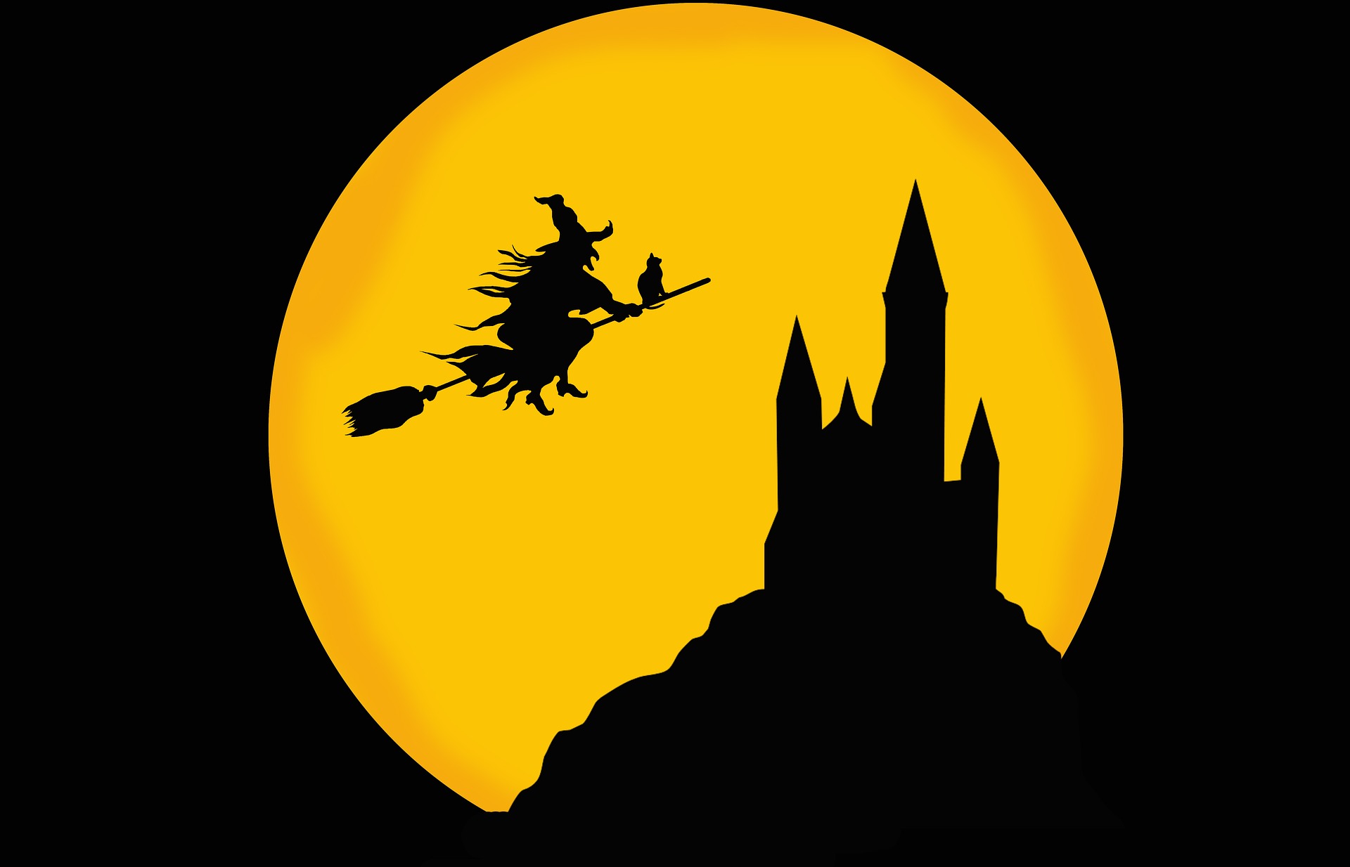 a witch flying on a broom